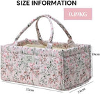 Diaper Caddy Organizer, Cute Floral Nursery Storage Basket, Soft Portable - Image 6