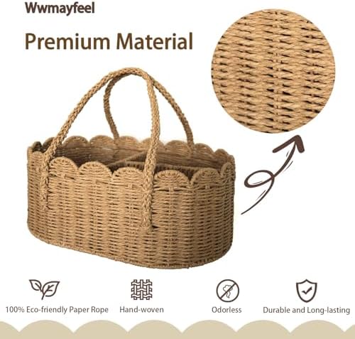 Diaper Caddy Organizer, Paper Rope Storage Baskets Nursery Bin - Image 2