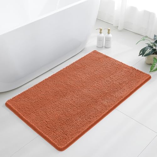 Chenille Bathroom Rug 30"x50" Coral, Large Plush Bath Mat by Kildoss