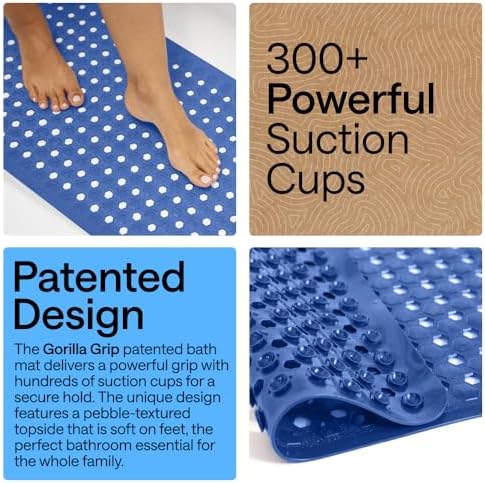 GORILLA GRIP Bath Tub Shower Mat, Bathtub Floor Liner, 35x16 Royal Blue - Image 3