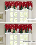 Red Merry Christmas Blackout Tie Up Valance Curtains - Image 5