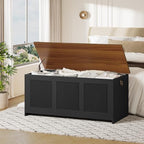 HOOBRO Storage Bench, 43.3" Retro Wooden Storage Chest, Wooden Storage Trunk - Image 2