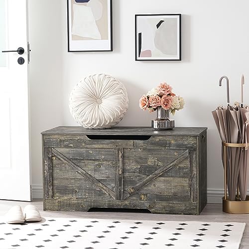 HOOBRO Storage Bench, 39.4” Retro Wooden Storage Chest - Image 3