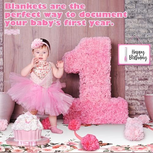 Chumia 6 Pcs Baby Monthly Milestone Blanket, Girl 60"x40" - Image 4