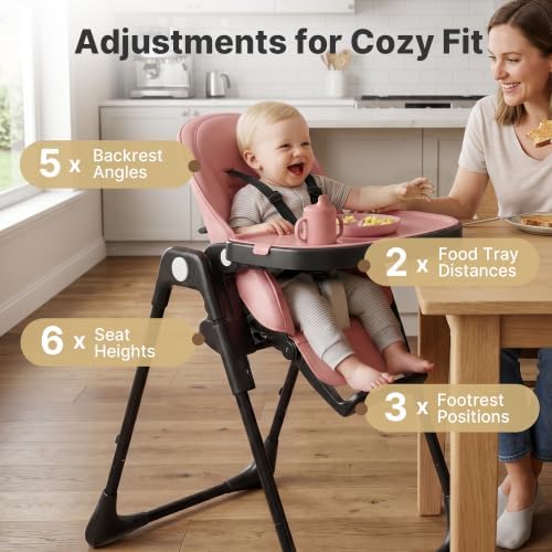 3 in 1 Portable High Chairs for Babies and Toddlers, Blush Pink - Image 2