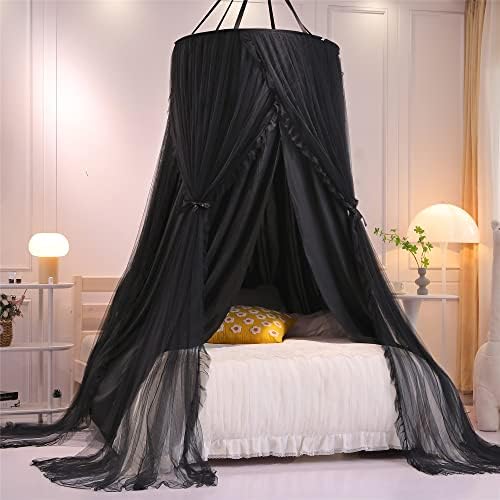 VETHIN Double Layer Princess Round Dome Canopy Bed Curtain by VETHIN