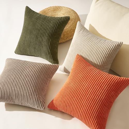 Topfinel Boho Rust OliveGreen Throw Pillow Covers 16x16 Inch Set of 4 Mordern - Image 5