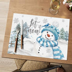 Artoid Mode Blue Christmas Vinyl Placemats Set of 4, Let it Snow Washable Heat - Image 2