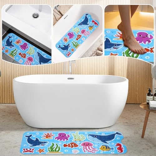Baby Bath Mat for Tub Non Slip Kids Bathtub Mat Extra Long 40X16 Inch Toddler - Image 5