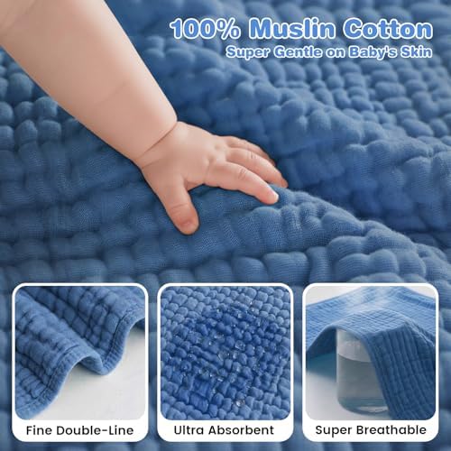 Muslin Hooded Baby Towels 2 Pack, 100% Cotton Baby Bath Towels - Image 3