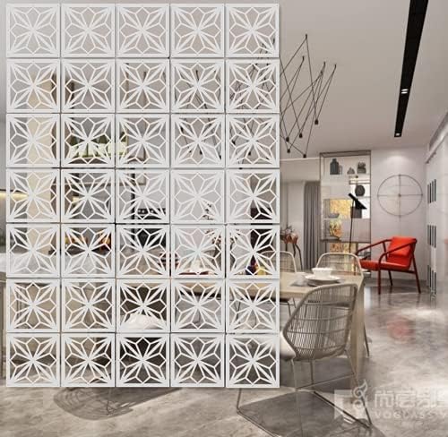 White Hanging Room Divider, 12 Pieces Wood-Plastic DIY Panel Screens Partition - Image 2