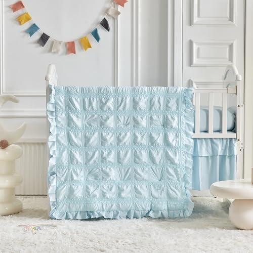 Ruffled Crib Bedding Set Baby Boho Quilted Comforter - Image 2