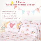 Toddler Bedding Sets Twin Size for Girls, Rainbow Toddler Crib Bedding Set 5 - Image 4
