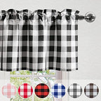 Hiasan Black and White Buffalo Plaid Curtains Valances, 52W x 18L, 1 Panel - Image 3