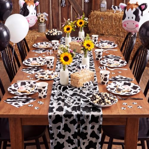 4 Pcs Cow Print Table Runners 29x70in Glitter Lace Dairy Cow - Image 5