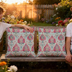 Vintage Boho Pink Teal and Gold Damask Floral Pillow Covers 18x18 Set of 2 - Image 5