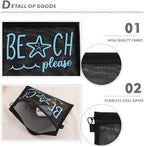 Beach Please Zipper Cosmetic Bags Mesh Travel Toiletry Bag - Image 5