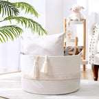 67L Large Blanket Basket, Cotton Rope Blanket Basket Living Room, Baby Laundry - Image 3