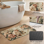 Vintage Rose Bath Mat, Retro Flowers Diatomaceous Earth Bath Mat, Rubber - Image 4