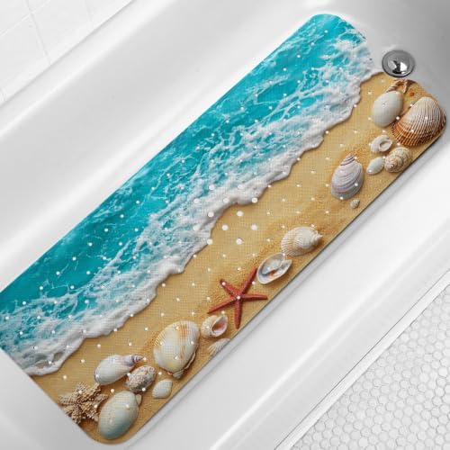 LNOND Summer Beach Bathtub Mat Non Slip, 40 X 16 Inch Tub Mat by Lnond