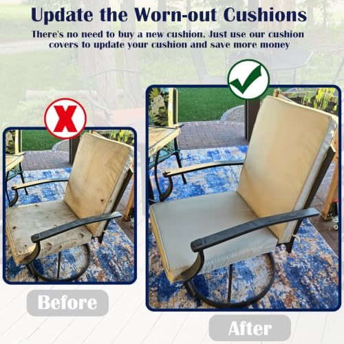 Outdoor High Back Dining Chair Cushions Cover 2-Pack - Image 6