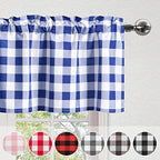 Hiasan Plaid Curtains Valances, Royal Blue and White, 42W x 18L, 1 Panel - Image 3