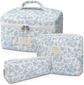 Gosect Makeup Bag, Large Quilted Cosmetic Bag, Big Floral Make Up Bag by Gosect