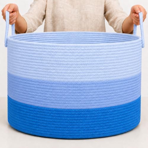 OrganiHaus Round Toy Basket & Blanket Basket, Cotton Rope 20x13" by OrganiHaus