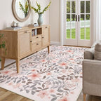 Lahome Apricot Girls Bedroom Nursery Rug, 5x7 Fall Floral Boho Area Rug - Image 5