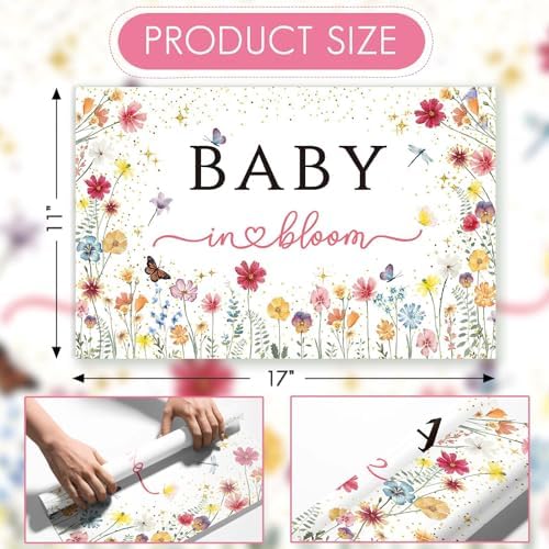 50 Pack Baby in Bloom Disposable Paper Placemats, 11x17 Inches Wildflower - Image 2