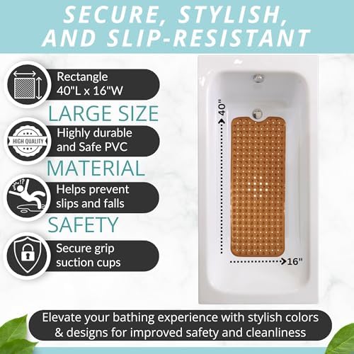 ENKOSI Non-Slip Bath Mat and Shower Mat 40x16 Extra Long - Image 3