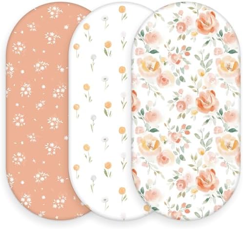 Baby Bassinet Sheets, 3 Pack Fitted Bassinet Mattress Sheets, Compatible by FIEMOL