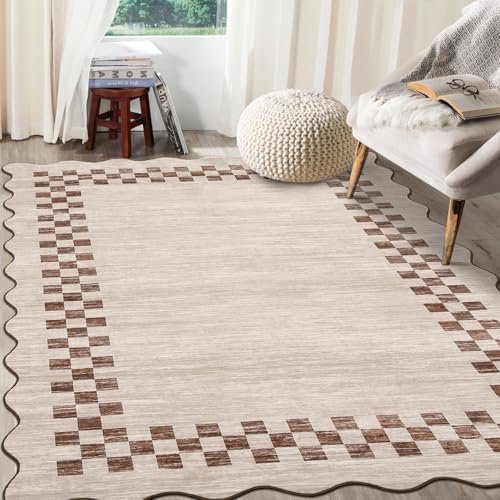 GarveeHome Washable Rug 5x7 for Living Room Large Bedroom Scalloped Rug - Image 4