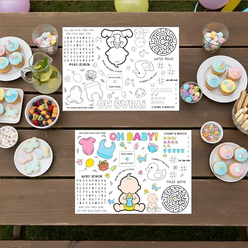 12PCS Baby Shower Coloring Placemats - Image 3
