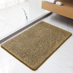 Chenille Bathroom Rug 24"x36" Tan, Non-Slip Plush Bath Mat by Kildoss