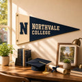 Custom Embroidered School Name Pennant Flag, Canvas Graduation Pennant by BCXIEPU