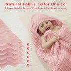 Muslin Hooded Baby Towels 2 Pack, 100% Cotton Baby Bath Towels - Image 7