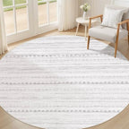 Nakagishi Round Rug Boho Area Rugs: 5x5 Washable Large Circle Neutral Soft by NakagishiAreaRug