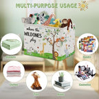 Jungle Safari Nursery Decor Basket -Elephant Giraffe Baby Boy Laundry Basket - Image 5