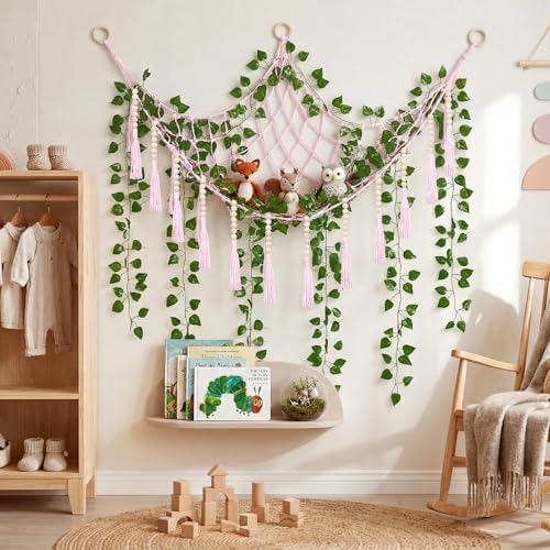 Suncalla 2 Pcs Toy Storage Net for Stuffed Animals Wall Hammock - Image 2