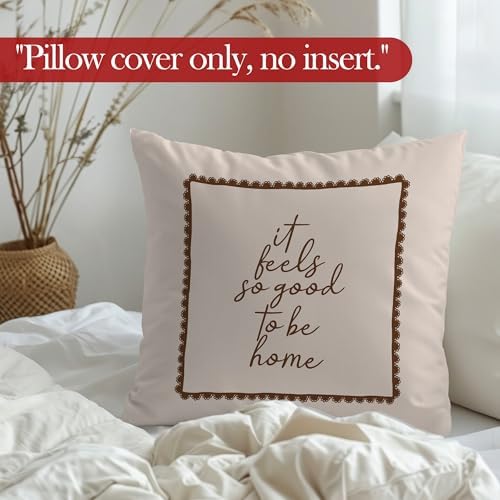 Cozy Neutral Farmhouse Throw Pillow Covers, It Feels So Good to Be Home - Image 5