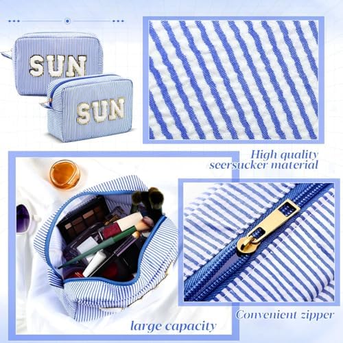 Sanwuta Seersucker Cosmetic Bags Sun Bag Sunscreen Pouch - Image 3