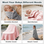 Muslin Hooded Baby Towels 2 Pack, 100% Cotton Baby Bath Towels - Image 6