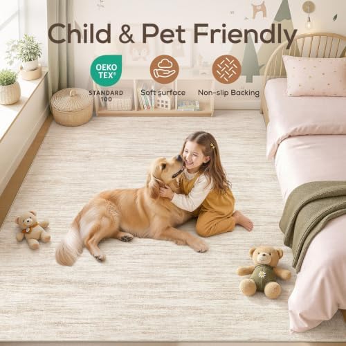 Nakagishi Boho 6x9 Area Rug Living Room Rugs Machine Washable Beige - Image 4