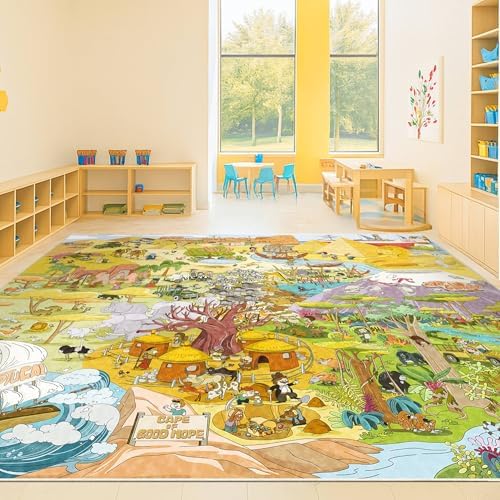 Large Kids Playroom Rug 8x10 – Desert Adventure Safari Animal Map Carpet - Image 3