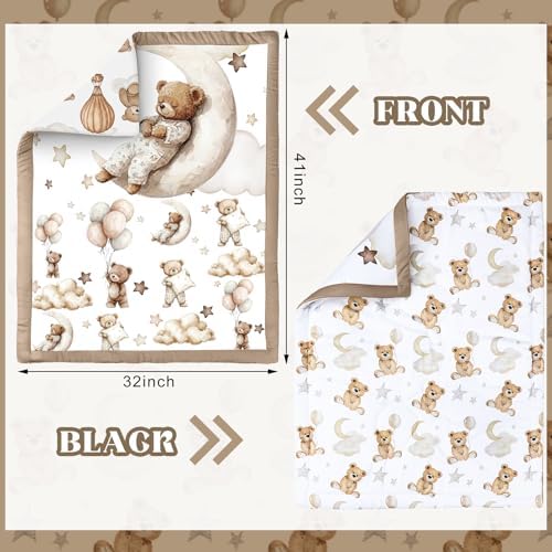 Hosuly 3 Pcs Bear Crib Bedding Set Nursery, Teddy Bear - Image 4