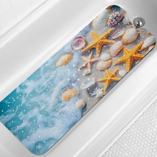 LNOND Summer Beach Bathtub Mat Non Slip, 40 X 16 Inch Tub Mat by Lnond