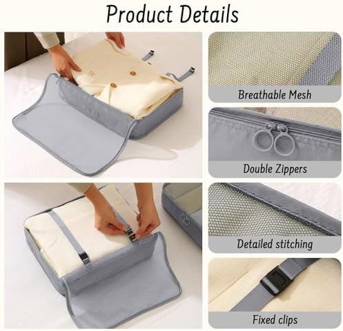 8 Set Packing Cubes for Travel Luggage Organizer Bags for Family, Mesh Packing - Image 3