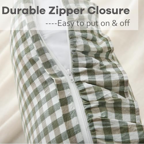 2 Pack Sage Green Gingham Ruffle Throw Pillow Covers 18''x18'' - Image 4