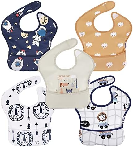 Waterproof Baby Bibs, 5 Pack Feeding Bibs by SoarwgKids